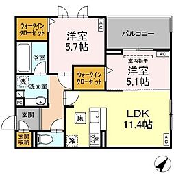 プリムラコウチ 2LDKの間取図画像