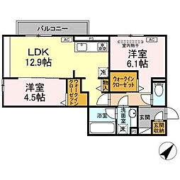 プリムラコウチ 2LDKの間取図画像