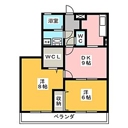 グランメール 2DKの間取図画像
