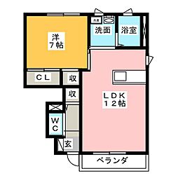 ハックベリーA 1LDKの間取図画像