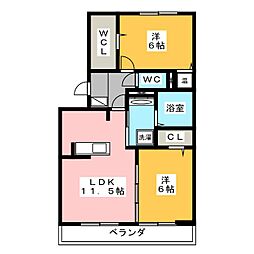 フェリーチェ 2LDKの間取図画像