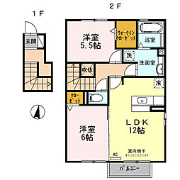 ベルフローラルアレイ 2LDKの間取図画像