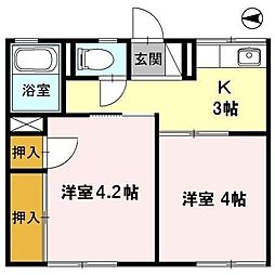 シティハイムカツマタ 2Kの間取図画像
