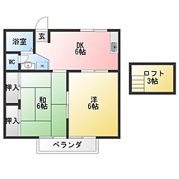 ウッディーハイツS 2DKの間取図画像
