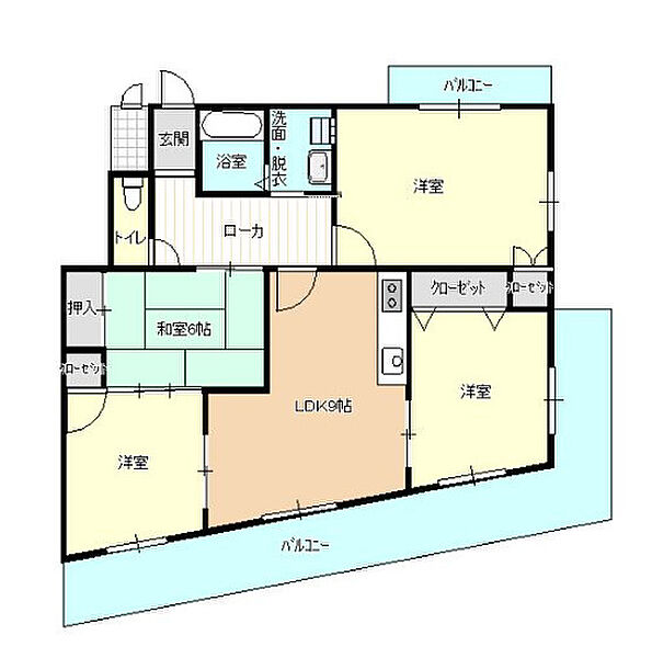 シャルム六ツ門 203｜福岡県久留米市六ツ門町(賃貸マンション4DK・2階・62.70㎡)の写真 その2