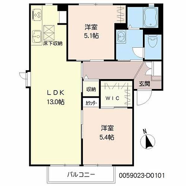 コンフォート山川 ｜福岡県久留米市山川町(賃貸アパート2LDK・1階・54.29㎡)の写真 その2