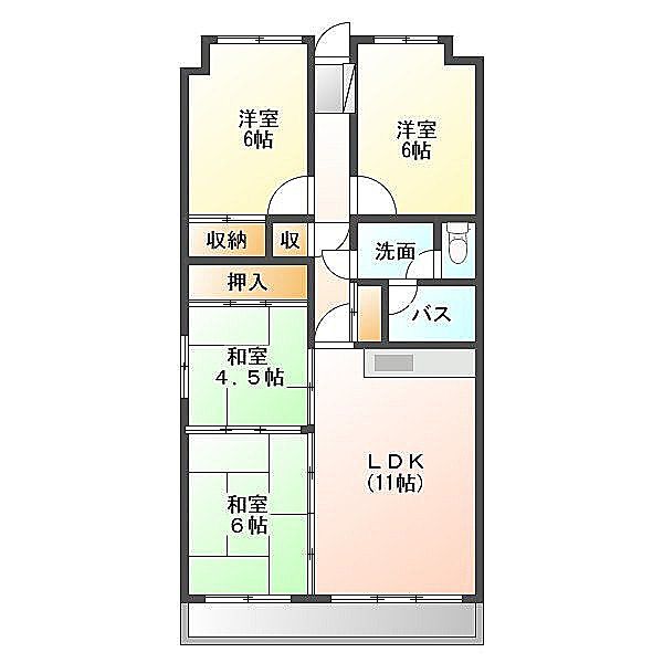 MAC久留米コート 503｜福岡県久留米市津福本町(賃貸マンション4LDK・5階・74.17㎡)の写真 その2