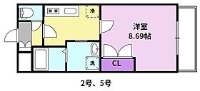 les couleurs レ・クルール 202 ｜ 福岡県久留米市御井町1654-2（賃貸マンション1K・2階・30.60㎡） その2