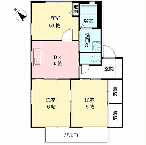 エクセルタウン合川 Ｃ202号｜福岡県久留米市合川町(賃貸アパート3DK・2階・53.28㎡)の写真 その2