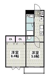 JR京浜東北・根岸線 根岸駅 徒歩7分の賃貸アパート 3階2Kの間取り