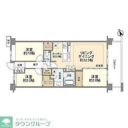 JR京浜東北・根岸線 本郷台駅 徒歩9分の賃貸マンション 3階3LDKの間取り