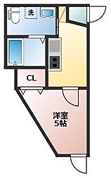 京急本線 追浜駅 徒歩6分の賃貸アパート 2階1Kの間取り