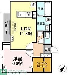 京急本線 上大岡駅 徒歩18分の賃貸アパート 3階1LDKの間取り