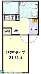 コンフォート追浜 3階1Kの間取り
