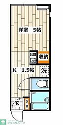 アルモ金沢文庫 1階ワンルームの間取り