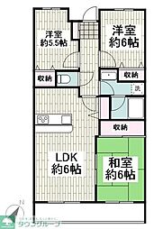 横浜市営地下鉄ブルーライン 弘明寺駅 徒歩10分の賃貸マンション 3階3LDKの間取り