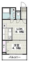アルドゥール上永谷壱番館 1階1LDKの間取り