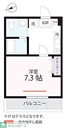 ハーミットクラブハウス衣笠II 1Kの間取図画像