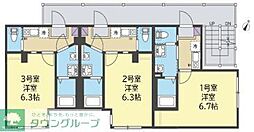 almo新杉田 1Kの間取図画像
