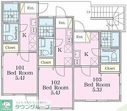 ミライハイツ深田台 1Kの間取図画像