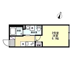ベイルームY12 1Kの間取図画像