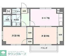 シャトー野比 2DKの間取図画像