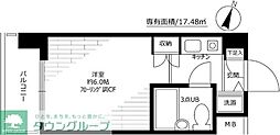 パーク・ノヴァ横浜阪東橋弐番館 ワンルームの間取図画像