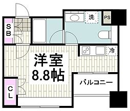 ParkAxis横浜井土ヶ谷 ワンルームの間取図画像