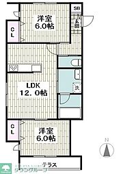 藤沢市鵠沼海岸7丁目マンション 2LDKの間取図画像