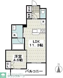 藤沢市鵠沼海岸7丁目マンション 1LDKの間取図画像