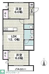 藤沢市鵠沼海岸7丁目マンション 2LDKの間取図画像