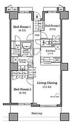 ザレジデンス本牧横浜ベイサイド 3LDKの間取図画像