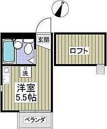 グリーンハイツ3 ワンルームの間取図画像