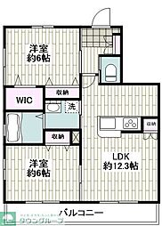 プラージュ小日向 2LDKの間取図画像