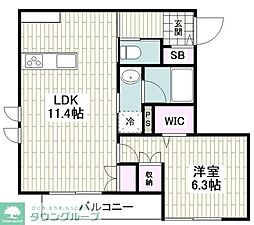 メゾンクレール 1LDKの間取図画像