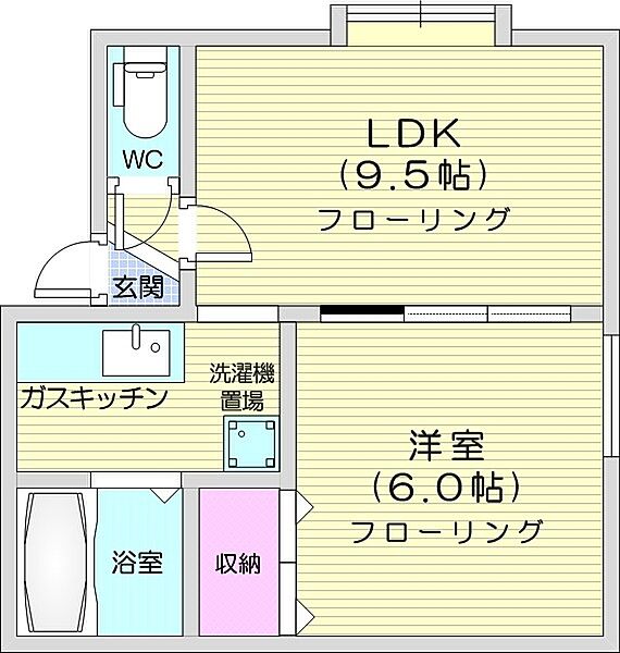 北海道札幌市東区北二十二条東23丁目(賃貸アパート1LDK・2階・31.35㎡)の写真 その2