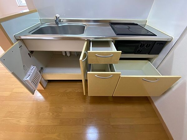 画像22:キッチン下の棚に台所用品や食器などを入れることができます