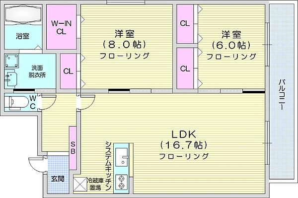 Bambino山の手 ｜北海道札幌市西区山の手一条12丁目(賃貸マンション2LDK・3階・72.08㎡)の写真 その2