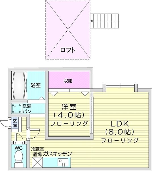 AMSウエストコート ｜北海道札幌市北区北二十六条西2丁目(賃貸アパート1LDK・3階・31.35㎡)の写真 その2