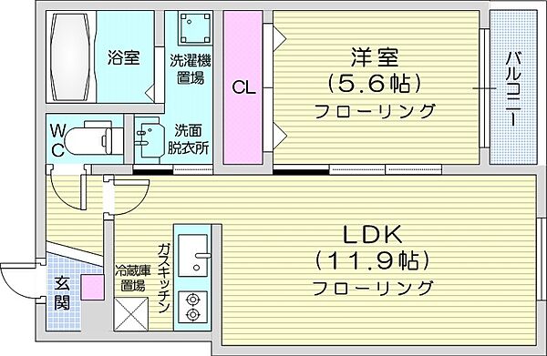 グランスター8 ｜北海道札幌市中央区南六条西8丁目(賃貸マンション1LDK・3階・41.37㎡)の写真 その2