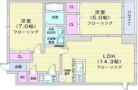 WATERLIFE-CITY.STELLA  ｜ 北海道札幌市中央区北七条西19丁目（賃貸マンション2LDK・2階・59.96㎡） その2