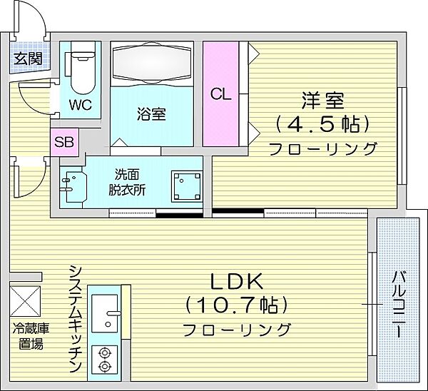 ブランシャール医大前 ｜北海道札幌市中央区南四条西13丁目(賃貸マンション1LDK・2階・34.51㎡)の写真 その2