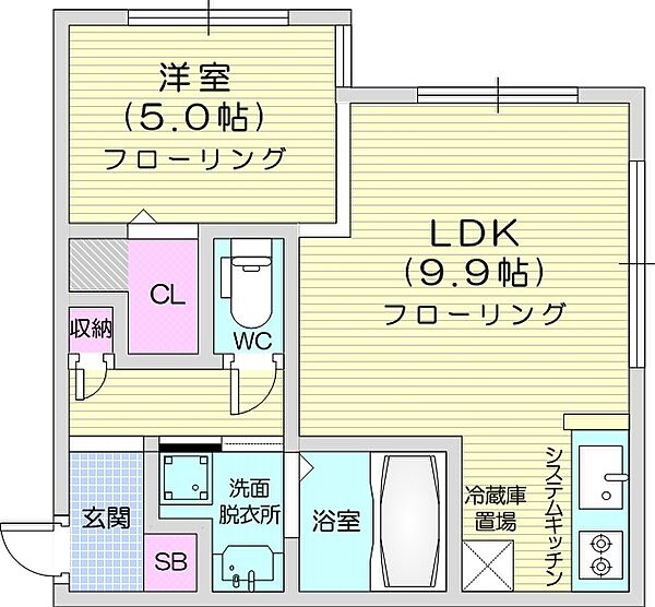 北海道札幌市中央区北五条西28丁目(賃貸マンション1LDK・2階・37.40㎡)の写真 その2