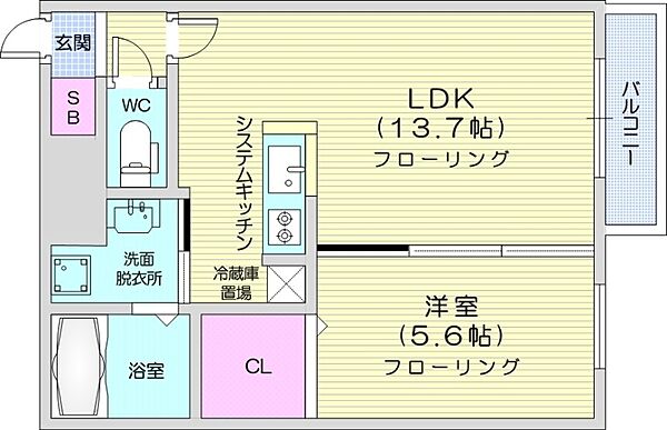 HS312 ｜北海道札幌市豊平区平岸三条12丁目(賃貸マンション1LDK・5階・34.56㎡)の写真 その2