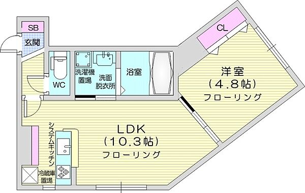 北海道札幌市西区発寒四条4丁目(賃貸マンション1LDK・4階・35.70㎡)の写真 その2