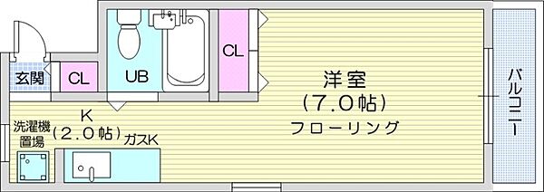 メゾン・ド・ルナール ｜北海道札幌市北区麻生町6丁目(賃貸マンション1K・4階・20.30㎡)の写真 その2