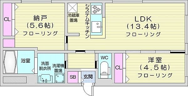 RESIDENCE SHINMEI NANGOU ｜北海道札幌市白石区本郷通13丁目南(賃貸マンション2LDK・2階・52.03㎡)の写真 その2
