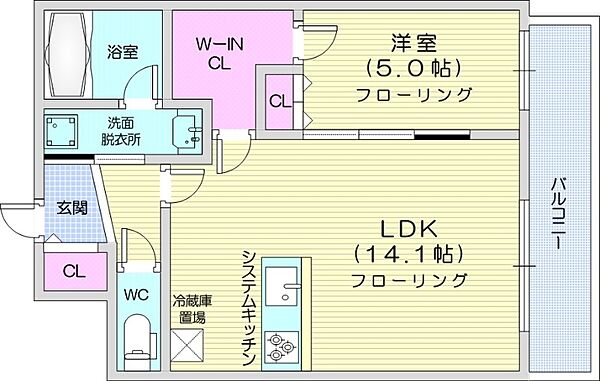 ラメール南平岸 ｜北海道札幌市豊平区平岸三条13丁目(賃貸マンション1LDK・3階・49.19㎡)の写真 その2