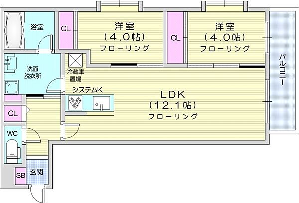 ラメール南平岸 ｜北海道札幌市豊平区平岸三条13丁目(賃貸マンション2LDK・2階・49.20㎡)の写真 その2