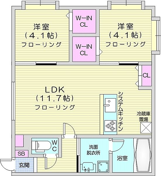 ラメール南平岸 ｜北海道札幌市豊平区平岸三条13丁目(賃貸マンション2LDK・4階・49.27㎡)の写真 その2